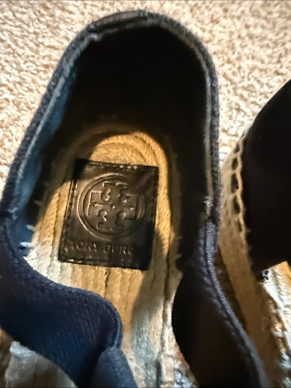 Tory Burch Black Women's Espadrille Flats with Elastic Strap